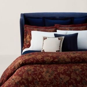 Ralph Lauren Burgundy and Navy Duvet Cover Set